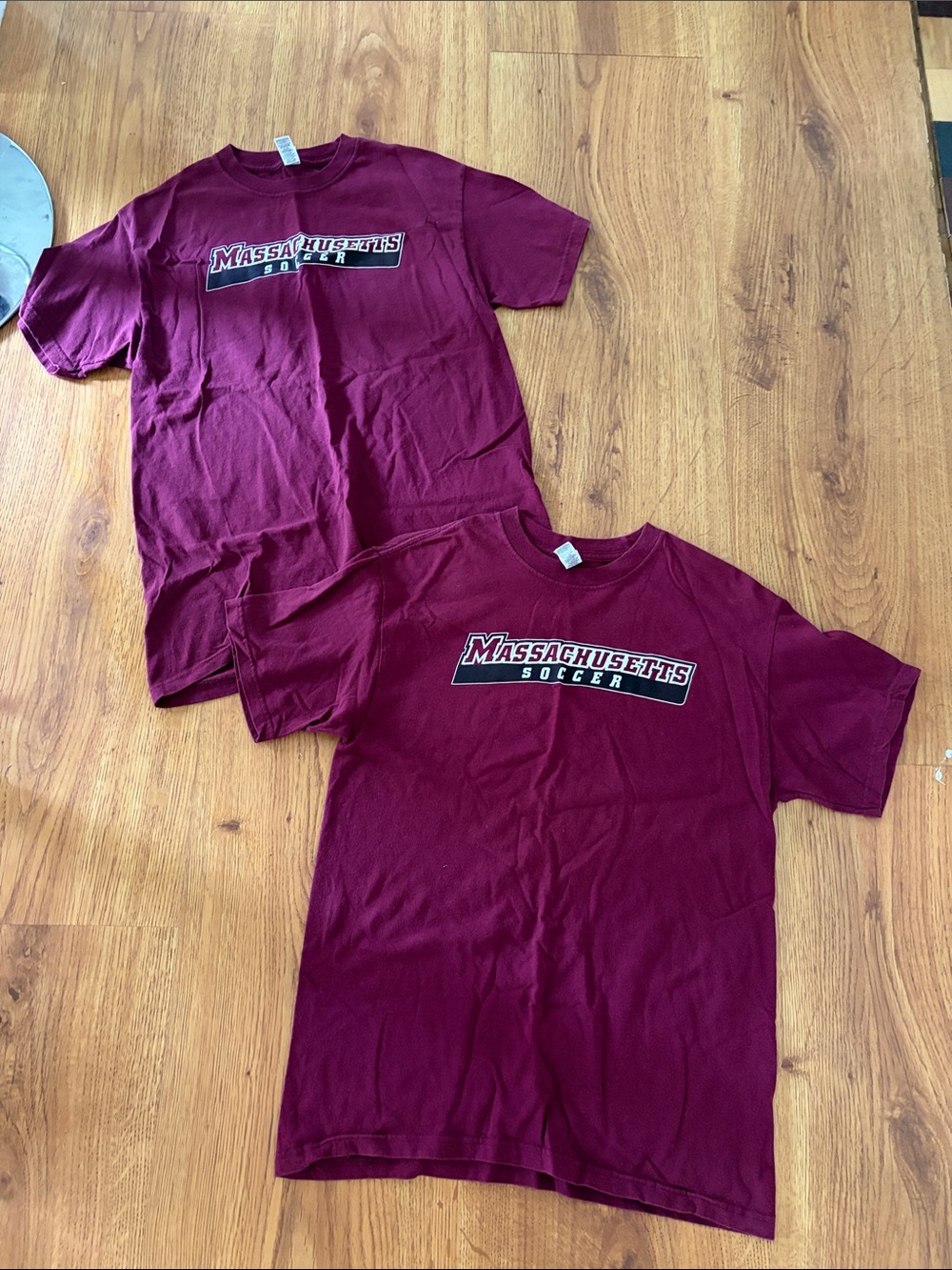 Massachusetts Soccer Men's T-Shirt - Maroon Size Med, Set of 2